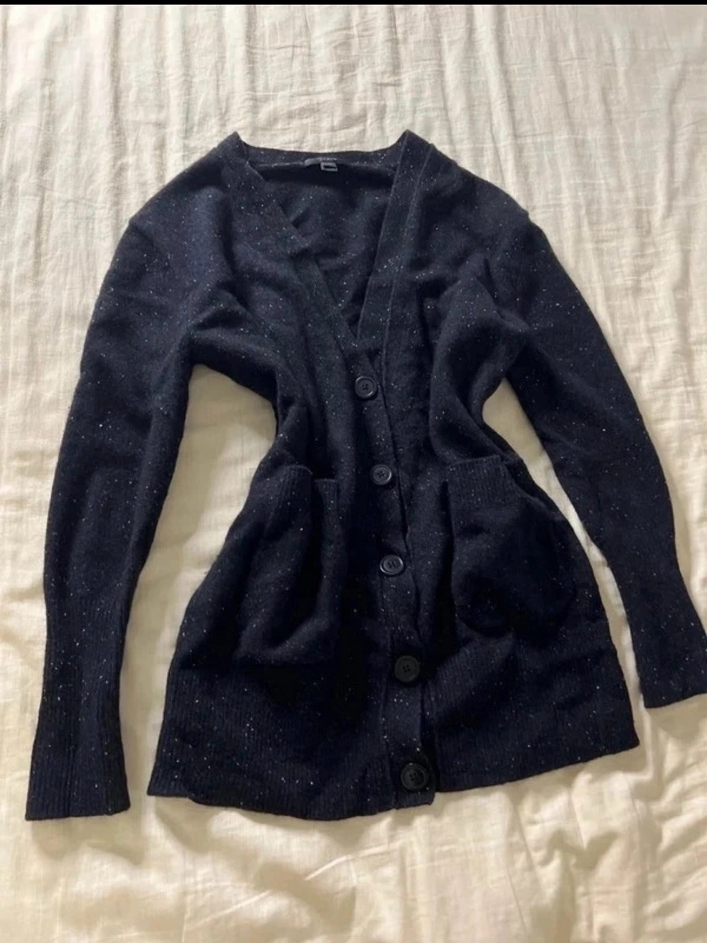 J. Crew Black Button-Front Cardigan 100% Wool
